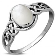 Celtic Stone Ring w Mother of Pearl, r464